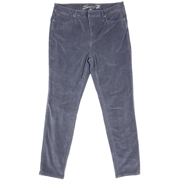 Seven7 Stretch Corduroy Skinny Pants Womens 14 Gray Soft Loungecore Casual Chic - Picture 1 of 13